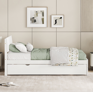 Modern Design Twin Size <b>Platform</b> <b>Bed</b> <b>Frame</b> with Drawers White Washed Color Murphy <b>Bed</b> - Product Image 3