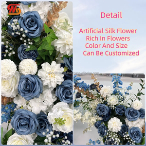 Soporte de arco de flores artificiales de oro azul liso, decoración de boda, decoración de eventos, fila de flores, accesorios de arreglo de escenario - Product Image 2