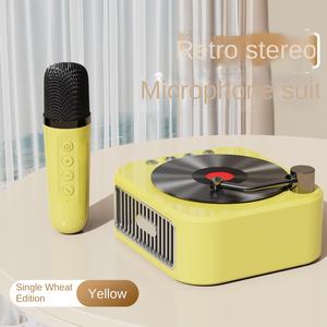 Microfono Karaoke Vintage per Famiglia, Giradischi Portatile con Due Microfoni Wireless, Altoparlante per Feste Musicali - Product Image 5