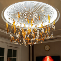 Lustre en verre de plumes de luxe personnalisé en usine d'origine éclairage de salon en duplex cage d'escalier lustres de salle de villa