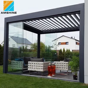 DIY 오프닝 루버 지붕 전기 전망대 방수 정원 블레이드 야외 알루미늄 Pergola 지붕 아이디어