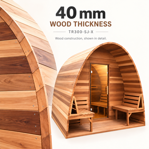 Sauna de barril de cedro japonés moderna para exteriores con energía solar TR300-SJ-X, cabina de sauna de madera natural - Product Image 3