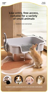 Litière pour lapin en acier inoxydable durable, type ouverture, avec clôture surélevée anti-éclaboussures, facile à nettoyer, fournitures pour animaux de compagnie - Product Image 5