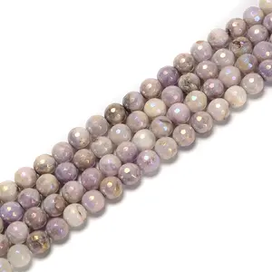 Purple Jade Nice 6mm -12mm Coated AB Purple Jade Faceted Round Gemstone Loose Beads for Jewelry Making