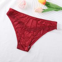 Tanga de malla de talle medio para mujer, talla XL, con corte alto, sin costuras, con encaje festoneado, liso, teñido, transpirable, con cintura elástica.