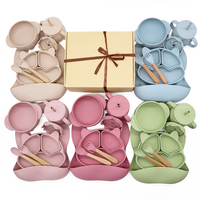 Ensemble de vaisselle pour bébé en silicone sans BPA, bol anti-fuite, assiette en silicone, vaisselle pour bébé en silicone