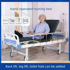 Lit médical manuel pour soins aux personnes âgées avec tête et pied de lit amovibles - Product Image 5