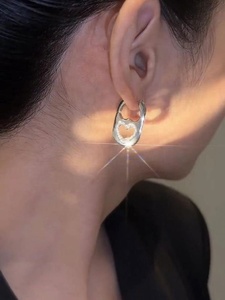 Boucles d'oreilles personnalisées en acier inoxydable poli miroir, style créoles faciles à enfiler, bijoux de mode, vente chaude - Product Image 2