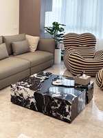 Table basse italienne de luxe en marbre, style moderne et minimaliste, design de rivière, pour petit mobilier de centre de restauration domestique