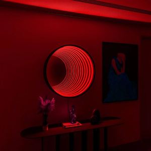 Direktverkauf ab Werk <span class=keywords><strong>LED</strong></span> Moderne RGB 30CM Kreis Geometrische Spiegel-Tunnel-Lampe Wohnzimmer Schlafzimmer Wandlampen Mit Fernbedienung - Product Image 5