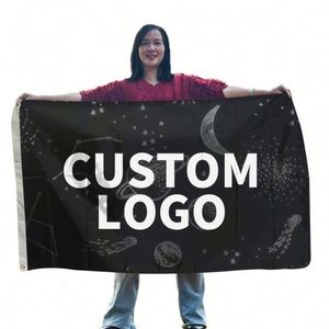 ธงโพลีเอสเตอร์พิมพ์ลายตามสั่ง ขนาด 3x5 ฟุต 150x90 ซม. ธงโฆษณาส่งเสริมการขายพร้อมออกแบบโลโก้ใดๆ ก็ได้ - Product Image 3