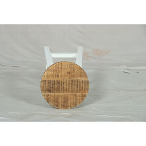 Taburete de Bar Muro Blanco y de Madera Natural con Asiento Rústico y Diseño de Estructura Resistente - Product Image 5