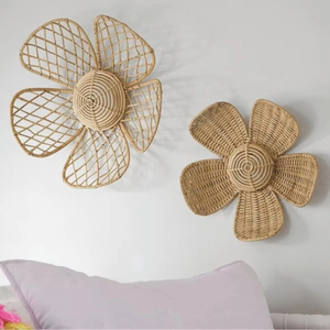 Boho Nordic Rattan Flower <b>Wall</b> <b>Decor</b> Vietnam Handwoven <b>Wicker</b> <b>Wall</b> Art Countryside Home Decoration Manufacturer - Product Image 3