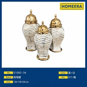 Commercio all'ingrosso 4 pezzi scatola di 18x18x36cm ceramica oro bianco vaso classico stile cinese minimalista Design da tavolo per la sala da pranzo - Product Image 1