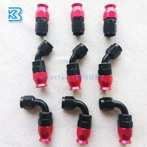 Red black dash 8 JIC 8an -8 an8 ptfe stainless braided fuel hose end an fitting straight 45 90 180 degree