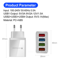 Offre Spéciale Chargeur Rapide 4 Ports USB avec LED Chargeur Téléphone Rapide 3.1A Chargeurs pour Téléphones Certifié CE ABS