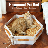Nouveau design – Tapis rafraîchissant hexagonal respirant en bambou pour chat, lit pour animaux de compagnie, maison pour chat en feutre robuste et durable – Vente chaude directe usine