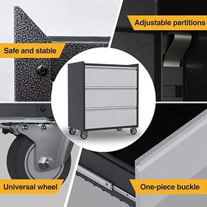 耐久性のあるローリングオフィス収納ファイルキャビネット倉庫3引き出しスチールツールキャビネットブレーキキャスター付き - Product Image 4