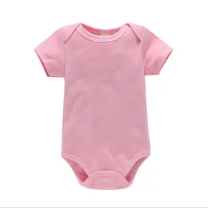 Baby Cotton Blank Weiß Kurzarm Onsie Body suits Infant Onesie Newborn Plain Sublimation Stram pler Kleidung Set