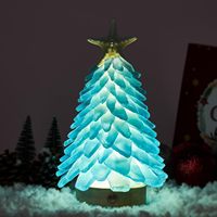 Blue Sea Glass Weihnachts baum Hand gefertigter Mini-Weihnachts baum mit LED-Lichtern Tisch dekoration