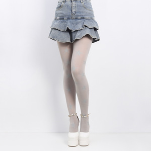 Collants en nylon CY222 tendance et sexy à motif étoilé, design <span class=keywords><strong>tatouage</strong></span> ; look jeune et rêveur, effet jambes nues, peau lisse ; imprimé avec coutures apparentes - Product Image 1
