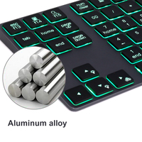 Numpad Aluminium 7 Warna Backlit Bluetooth 5.0 Wireless Number Pad Slim 34Key Keypad Numerik Isi Ulang