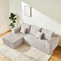 Canapé d'angle modulaire moderne en tissu microfibre velours côtelé de 105 pouces, trois places, assise profonde, chaise longue gauche inclinable pour salon