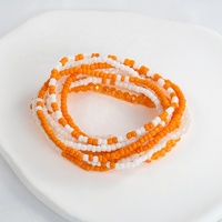 Set Gelang Elastis Bohemian Minimalis Manik-Manik Kaca 9pcs 4mm,6mm Elastis Natal Liburan Merah Putih Biru Bendera USA
