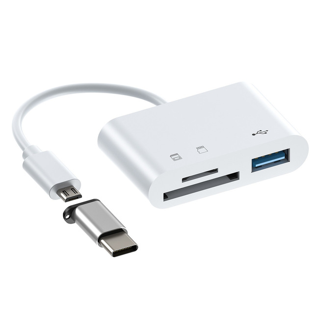 3-in-1 Card Reader TYPE-C to TF/SD/U Peripheral Computer OTG Card Reader with Cable