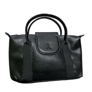 Sac fourre-tout minimaliste noir en cuir véritable, sac à main de luxe pour femme, sac à bandoulière OEM antivol résistant à l'eau avec fermeture éclair en coton - Product Image 1