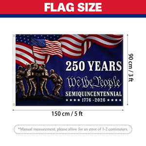 Drapeau de célébration du <span class=keywords><strong>250e</strong></span> anniversaire des États-Unis, drapeau américain 3x5 pieds, 250 ans, drapeau en polyester, personnalisation en usine - Product Image 3