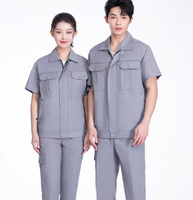 Combinaison de travail unisexe à manches courtes, style anglais, en coton respirant, haute visibilité, certifiée CE, avec poche poitrine – Grande Vente