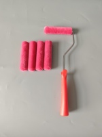 Rouleau à peinture miniature industriel en mohair de 4 pouces, cadre en acier inoxydable, poignée à dégagement rapide, housse de brosse, recharge pour vernis brillant/laque