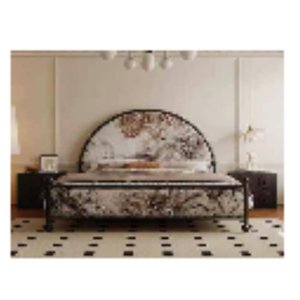 Moderna y sencilla cama de tela de madera para sala de estar o apartamento 37798-021 - Product Image 1