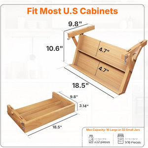 Étagère à épices en bambou à 3 niveaux, murale, grande capacité, organisateur de rangement de cuisine, type tiroir, porte-épices en bois - Product Image 4