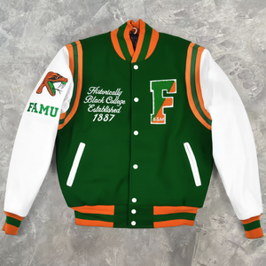 Custom Vintage Distress Bomber Varsity Jacket Chenille apliques bordado parche béisbol Letterman chaqueta - Product Image 1