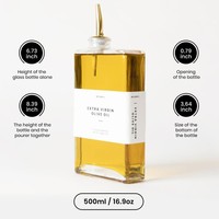 Ensemble de Bouteilles Carrées en Verre de 350 ml et 500 ml pour Huile d'Olive avec Verseur, Distributeur d'Huile et de Vinaigre, Bouteille pour Sirop de Café – Vente en Gros