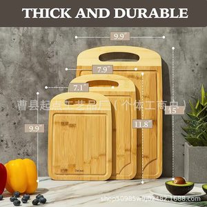 Juego de tablas de cortar de bambú Belsal, 3 piezas rectangulares con asa para uso en la cocina - Product Image 3