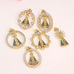 CZ8628 18k Gold Plated CZ Virgin Mary Virgen <strong>De</strong> La Caridad Del Cobre Our Lady of Charity Pendants Religious <strong>Jewelry</strong> <strong>Supplies</strong> - Product Image 1