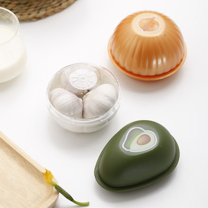 Contenedor redondo para almacenamiento de verduras, caja de almacenamiento de alimentos con tapa abatible para mantener frescos los aguacates, cebollas y tomates - Product Image 1