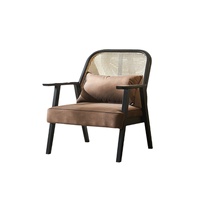 Chaise de loisirs double trois places en rotin de style chinois avec dossier haut rembourré pour salle à manger