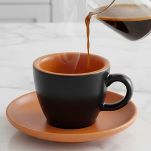Tazza e Piattino in Ceramica Bicolore Personalizzati per Caffè Espresso, Tazza in Porcellana Italiana con Logo Personalizzato per Caffetterie - Product Image 1