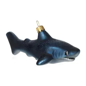 定制手工圣诞饰品鲨鱼海豚造型圣诞玻璃饰品