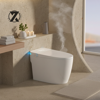 WC intelligent en céramique monobloc 110V~ en gros, chauffant, à poser au sol, avec bidet intégré, télécommande, siphon en S, pour salle de bain