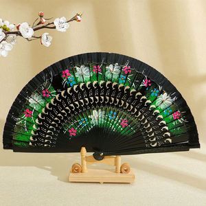 พัดไม้ไผ่พับได้พกพาสะดวก พิมพ์โลโก้ตามสั่ง ลายดอกไม้สีขาว งานศิลปะพื้นบ้านโบราณ ของตกแต่งบ้าน ชุดของขวัญส่งเสริมการขาย - Product Image 5