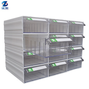 Công Nghiệp Stackable Rõ Ràng Lưu Trữ Nhựa Với Transparent Modular Drawer Bộ Phận Nhỏ Box