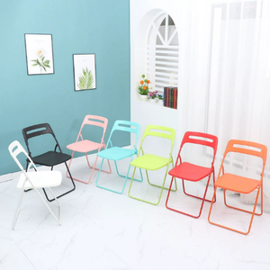 Sedie pieghevoli moderne bianche e nere con struttura in ferro-scuola portatile e uso esterno impilabili in metallo sedie pieghevoli all'ingrosso - Product Image 3