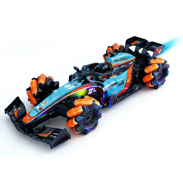 1/14 Scale RC Stunt F1 Racing Car with LED Light & 360° Rotation, APP Control & 2.4GHz Remote Control (Laser Silver Packaging)
