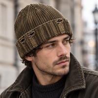DYMF Bonnet tricoté 100 % acrylique à revers, style streetwear, ajustable, pour la plage et l'hiver, personnalisé, unisexe, faible MOQ
