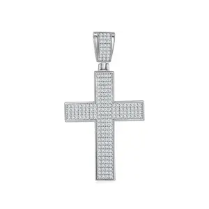 Classic Luxury Moissanite Jewelry 925 Sterling Silver Cross Moissanite Gemstone Pendants For Necklace